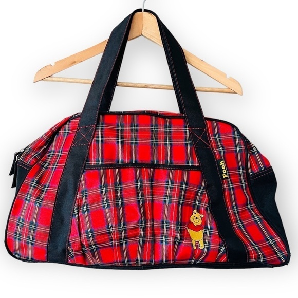 DISNEY POOH Vintage Tartan Plaid Tote Travel Bag - Picture 1 of 12